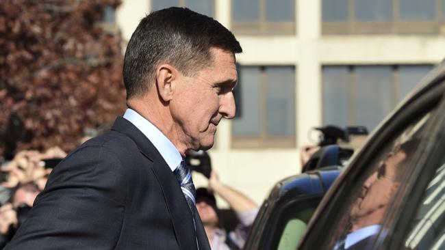 Michael Flynn leaves federal court in Washington. Picture: AP.