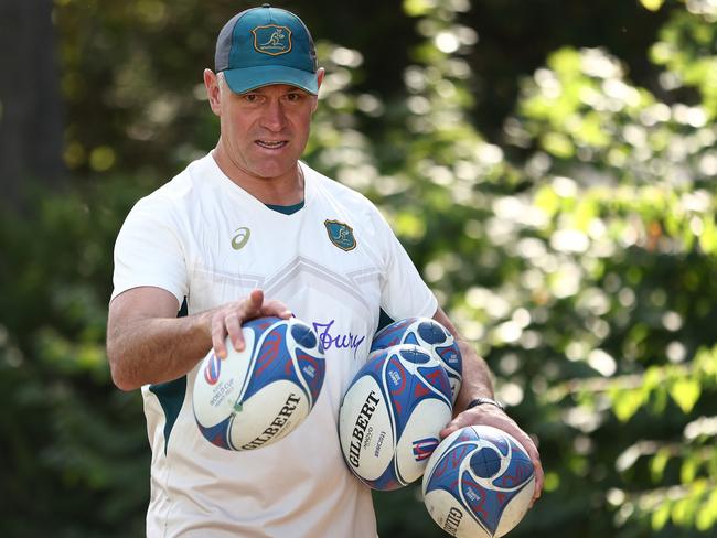 SAINT-ETIENNE, FRANCE - SEPTEMBER 04: Assistant coach Jason Ryles during a Wallabies training session ahead of the Rugby World Cup France 2023, on September 04, 2023 in Saint-Etienne, France. (Photo by Chris Hyde/Getty Images)