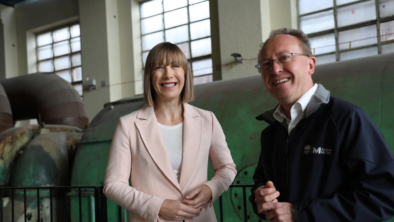 Jo Haylen, Minister for Transport with Sydney Metro chief Peter Regan at the White Bay Power Station on Sunday. Picture: NewsWire / Damian Shaw