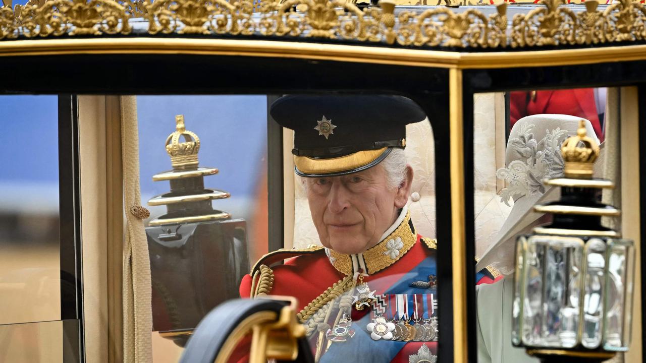 King Charles III arrives for the King's Birthday Parade. Picture: AFP