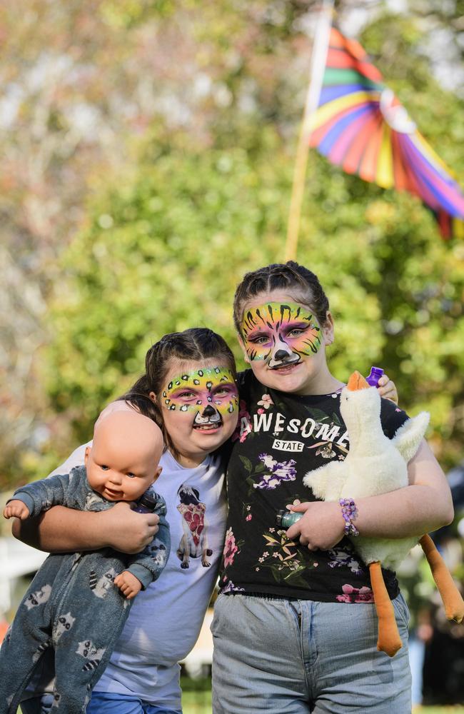 Chloe Marshall (left) and Theodora Calleja at Toowoomba's World Environment Day celebrations at Lake Annand Park, Sunday, June 1, 2025. Picture: Kevin Farmer