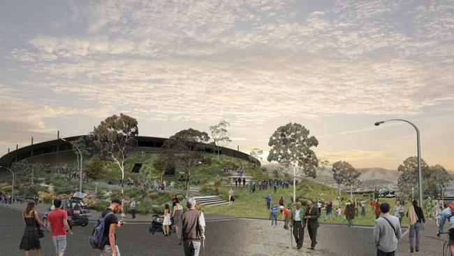 HIGH RES Artists impressions of Taspark (Tas Park) a sports stadium at Macquarie Point.