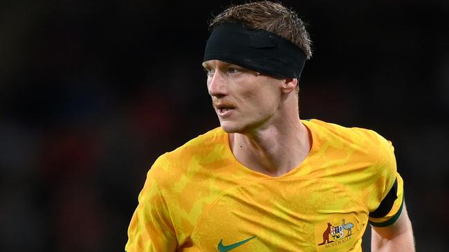 LONDON, ENGLAND - OCTOBER 13: Kye Rowles of Australia during the international friendly match between England and Australia at Wembley Stadium on October 13, 2023 in London, England. (Photo by Justin Setterfield/Getty Images)