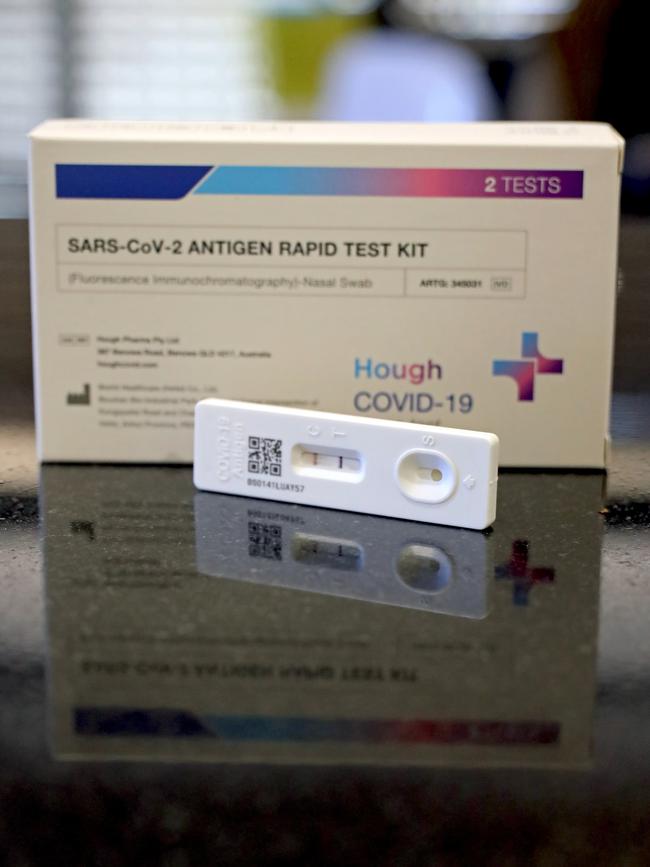 None of the approved at-home kits in Australia instruct a throat swab. Picture: NCA NewsWire / Nicholas Eagar