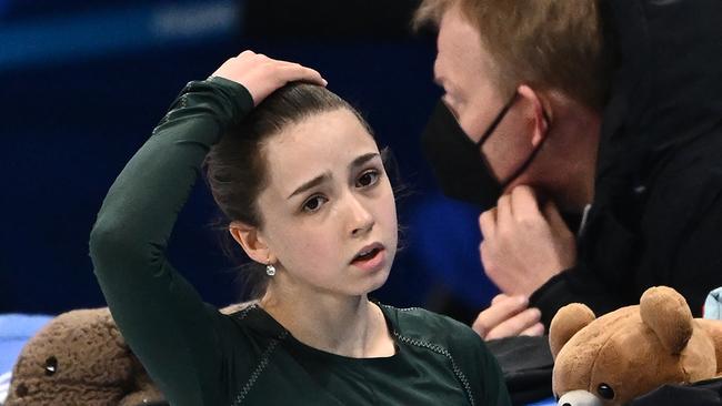 Russia's Kamila Valieva attends a training session on February 11, 2022 prior the Figure Skating Event at the Beijing 2022 Olympic Games. (Photo by Anne-Christine POUJOULAT / AFP)