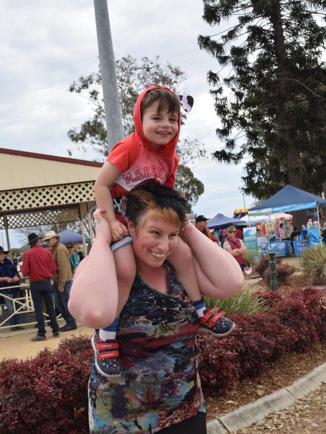 Paula and Mikael Katahanas, 3, at the Potter's Craft Market for Jumpers and Jazz in July.