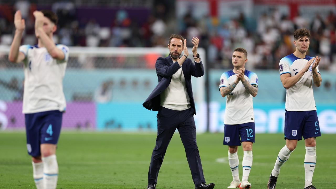 Gareth Southgate acknowledges the fans after an impressive start. (Photo by Richard Heathcote/Getty Images)