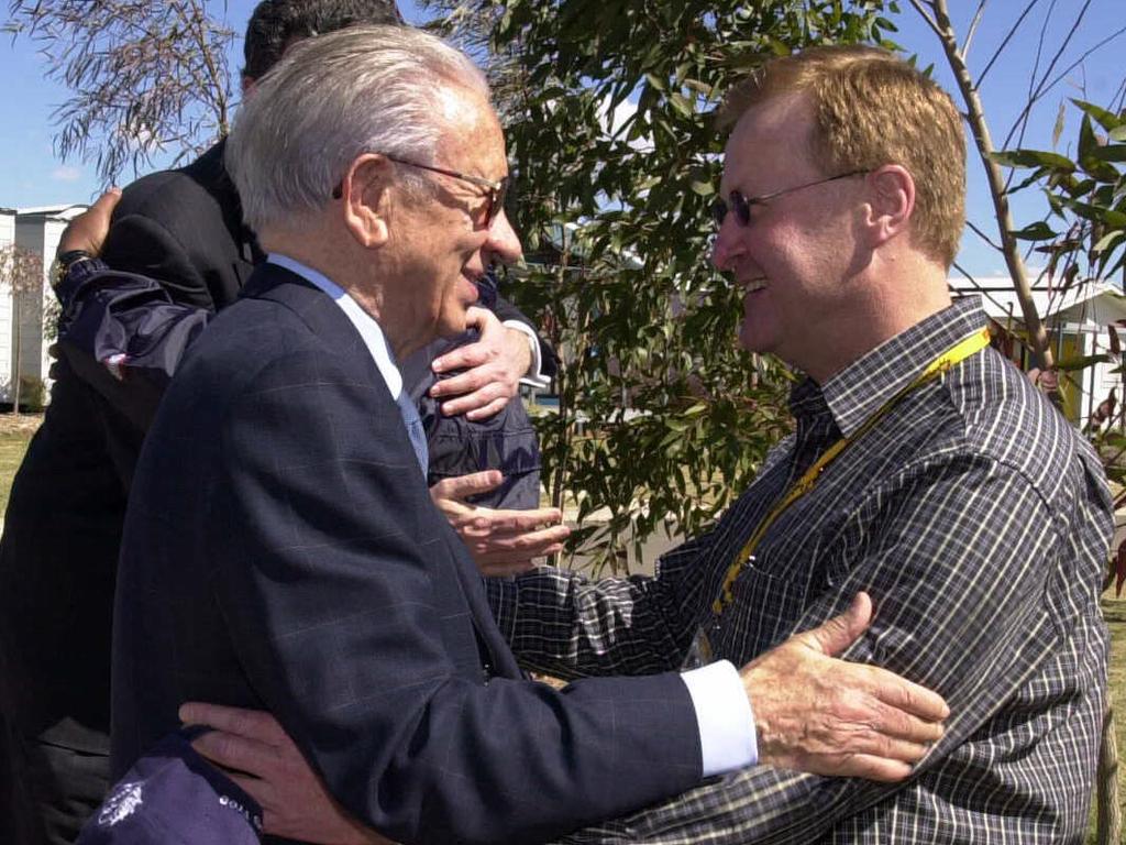 Then-IOC President Juan Antonio Samaranch with then-AOC counterpart John Coates in 2000. Picture: Nathan Richter