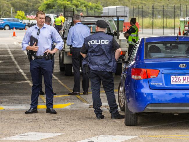 Police at Moreton Island Adventures Ferry Terminal in Port of Brisbane during Coronavirus restrictions, Thursday, April 9, 2020 - Picture: Richard Walker