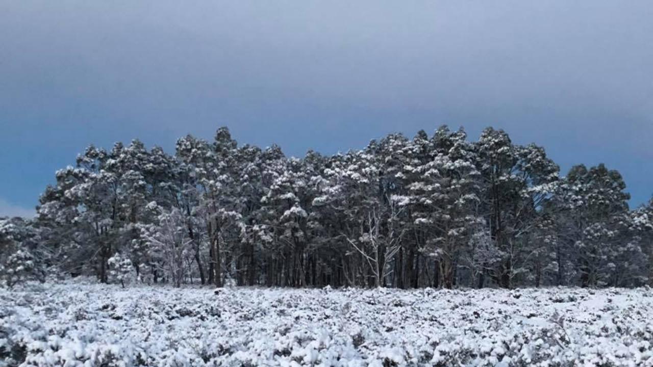 Snow at Great Lake in Tasmania's Central Highlands. Picture: Great Lake Hotel Facebook