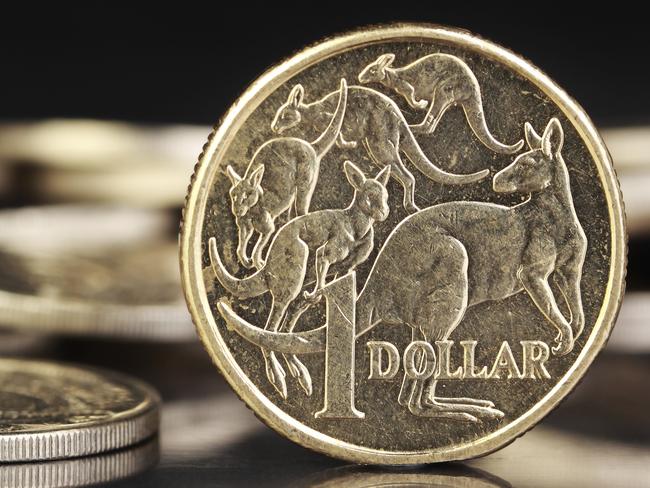 Australian dollar coins on a dark reflective background. Picture: iStock