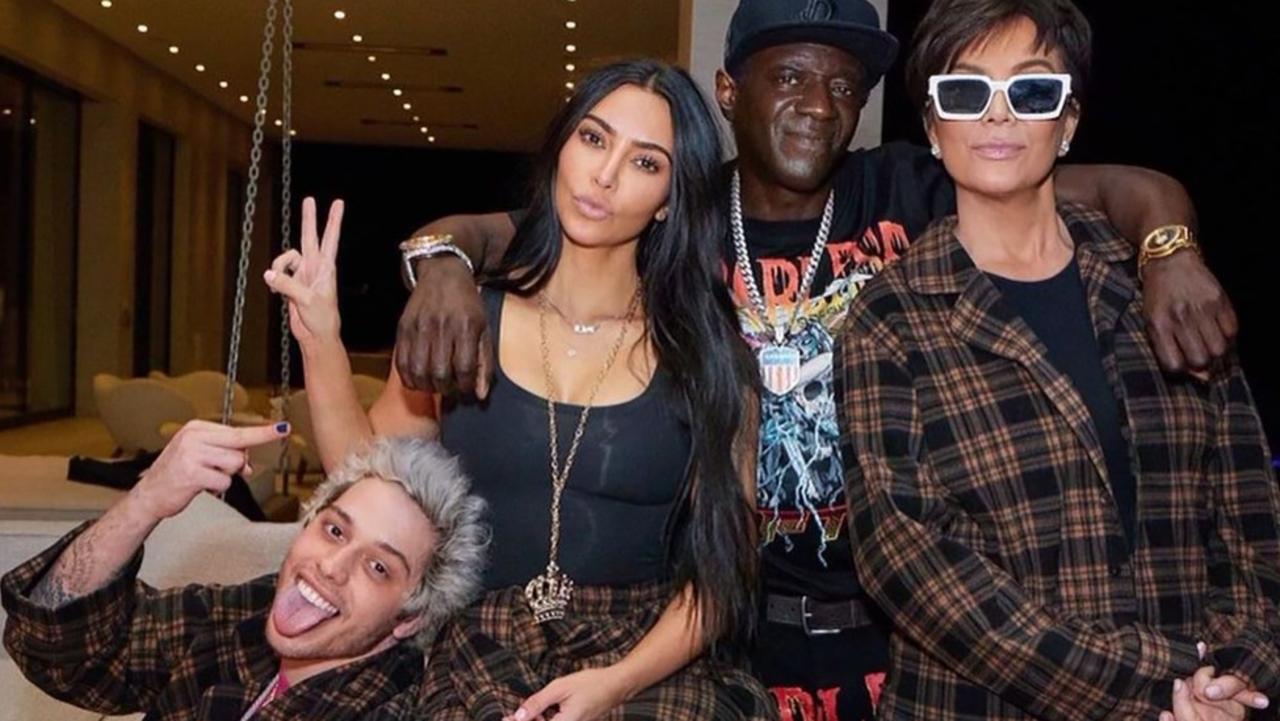 Kim Kardashian, Pete Davidson, Flavor Flav and Kris Kardashian in a photo posted to Flavor Flav's Instagram. Picture: flavorflav/Instagram