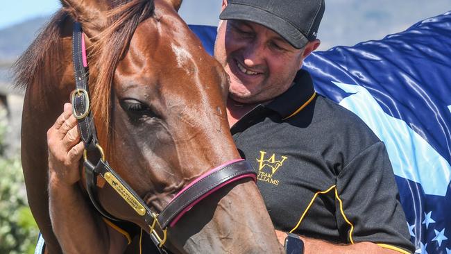 Trainer Grant Williams with Arcadia Queen, who topped the voting in the All-Star Mile.