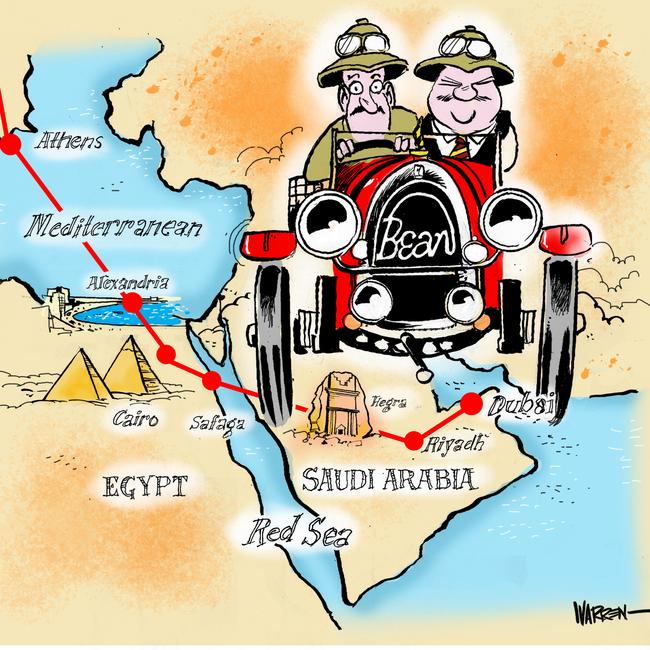 Warren Brown’s cartoon for Birtles and the Bean’s Middle East leg.