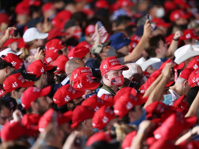 Trump fans wait for his arrival at Miami-Opa Locka Executive Airport in Florida. Picture: AFP