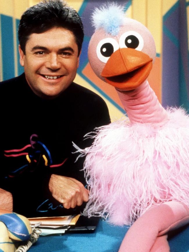 Daryl Somers with puppet Ossie Ostrich.