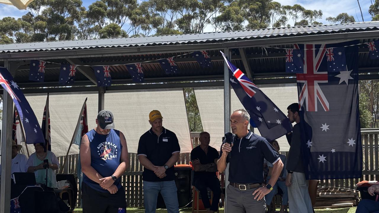 Councillor Eddie Kontelj spoke at the Lara RSL Australia Day celebrations.