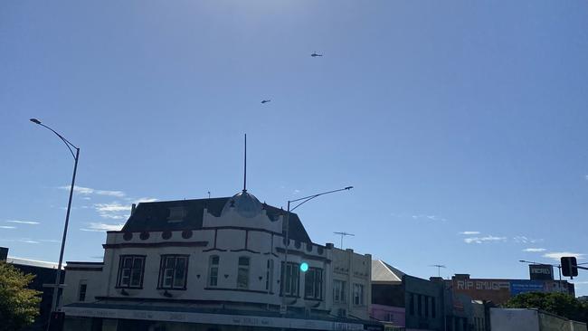 Helicopters in Geelong for Hunted filming