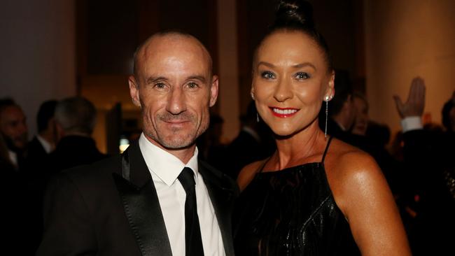 Championship jockey Glen Boss with his wife Sloane. Picture: Nikki Short