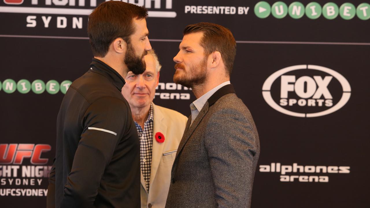 UFC FIGHT PASS main event will be a five-round clash of middleweight contenders, as Luke Rockhold meets heated rival Michael Bisping. UFC press conference at the Sydney Opera House Marquee.