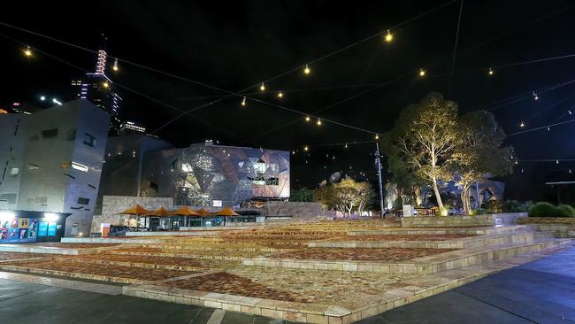 On Friday, Melbourne is usually a hive of activity. On Friday, July 3, Federation Square was empty. Picture: Ian Currie