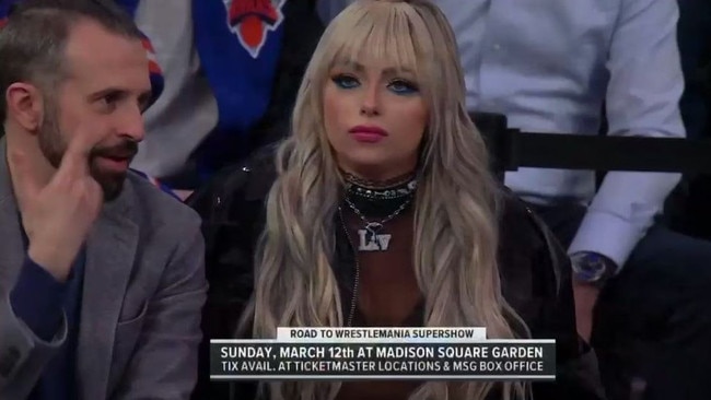 WWE star Liv Morgan went viral for looking completely disinterested in what a man sitting next to her was saying. Picture: Twitter