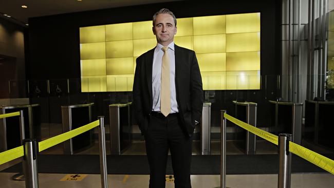 CBA chief executive Matt Comyn at the company’s Sydney headquarter earlier in April. Picture: Adam Yip