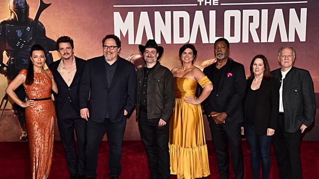 The cast of The Mandalorian, a Star Wars series that will appear on Disney+. Picture: Alberto E. Rodriguez/Getty Images for Disney