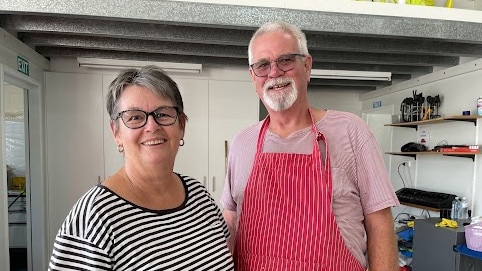 Leslie and Jack Julius lend a hand at the Landsborough Rural Fire Brigade station.