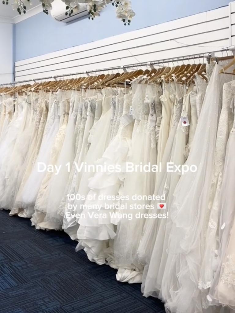 Vinnies bridal expo Brides swarm Sydney op shop for 300 wedding dresses The Advertiser