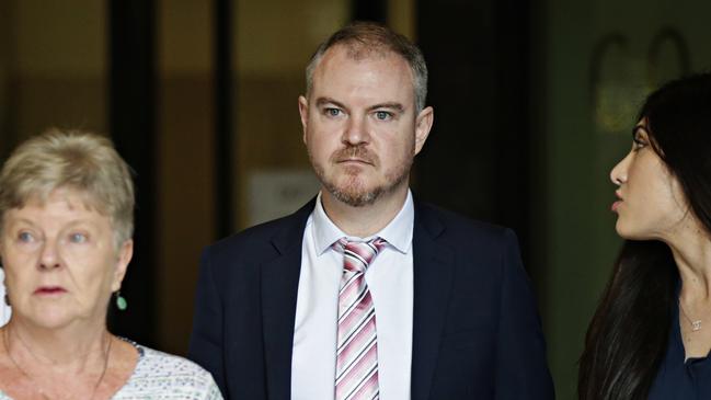 Peter Thistlethwaite (centre) leaving court. Picture: Adam Yip