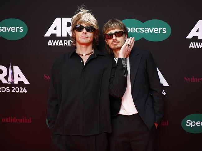 SYDNEY, AUSTRALIA . NewsWire Photos  20TH NOVEMBER 2024 Pictured are brothers Oli and Louis Leimbach from Lime Cordiale at the 2024 ARIA Awards 2024 held at The Hordern Pavilion at Moore Park in Sydney. Picture: NewsWire/ Richard Dobson