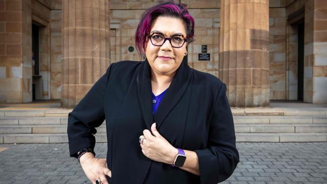 Legal Policy and Advocacy Officer at Aboriginal Legal Rights Movement, Khatija Thomas outside Adelaide Magistrates Court. Khatija has been advocating for a State Governm. Picture NCA NewsWire / Emma Brasier