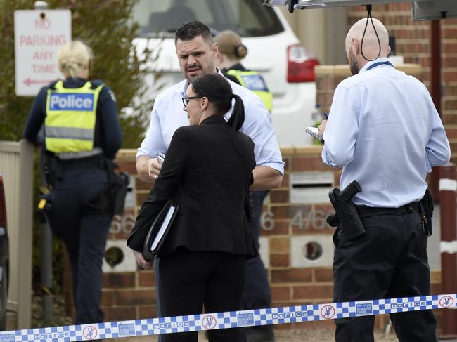 Detectives on McBurnie Drive at Kurunjang. Picture: Andrew Henshaw