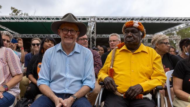 Anthony Albanese attends the Garma Festival at Gulkula on Friday. Picture: Getty Images