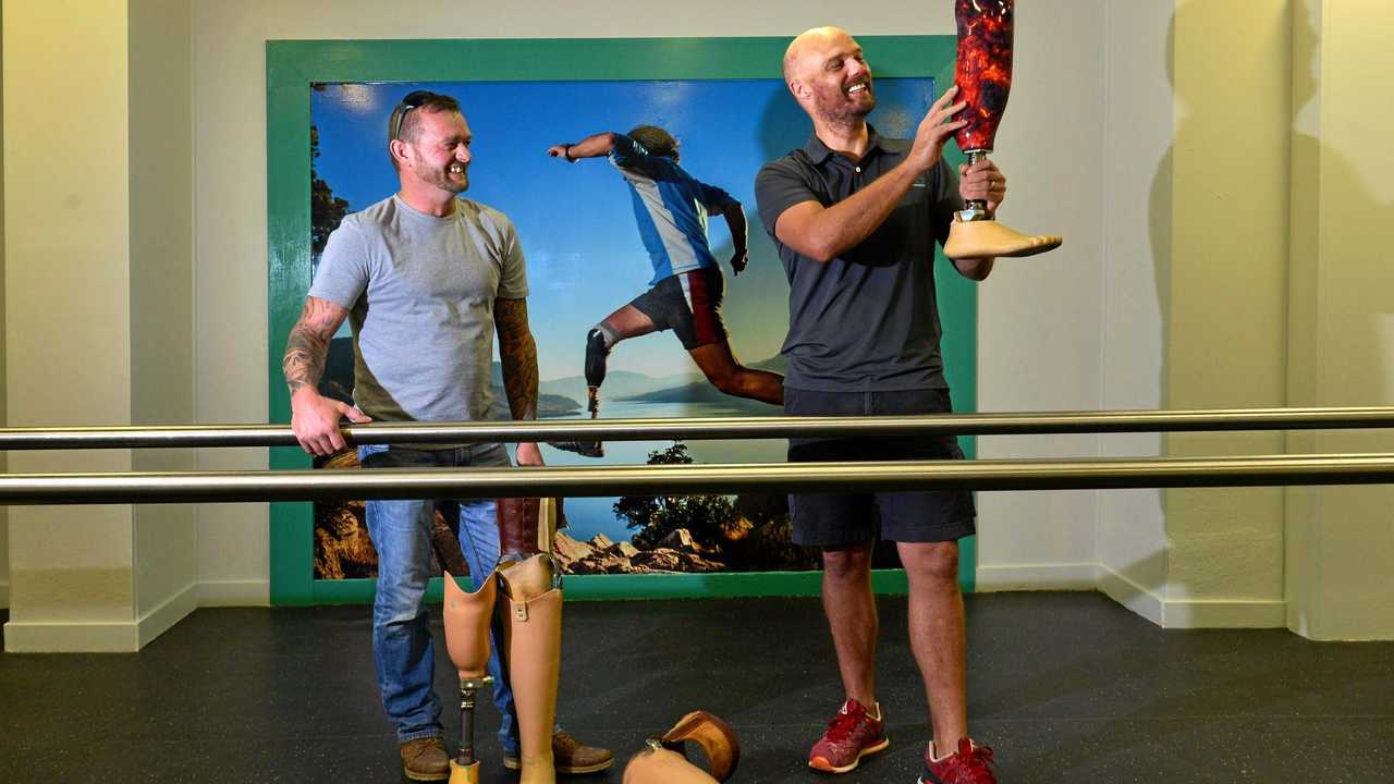 SERIOUS WORK: Aiden O'Sullivan and Dewet Heyns have created a custom-made prosthetics business in Nambour called Dynamic Prosthetics and Orthotics. Picture: John McCutcheon