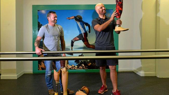 SERIOUS WORK: Aiden O'Sullivan and Dewet Heyns have created a custom-made prosthetics business in Nambour called Dynamic Prosthetics and Orthotics. Picture: John McCutcheon