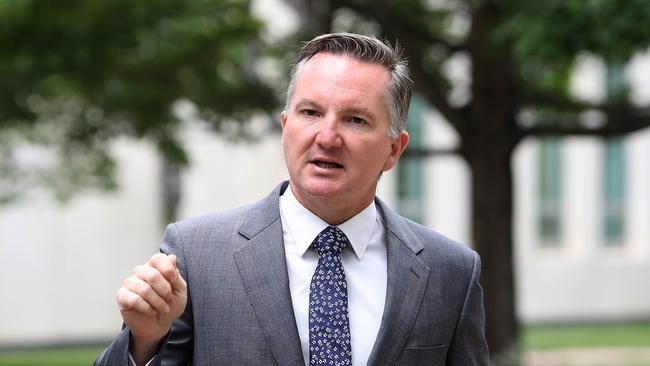 Shadow Treasurer, Chris Bowen holding a doorstop to discuss the release of the final Productivity Report into superannuation, at Parliament House in Canberra. Picture Kym Smith