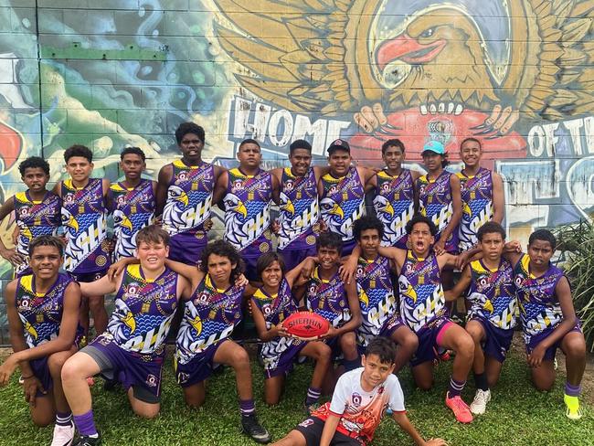 The Under-14 Crusader team during the North Queensland Community Carnival. Contributed by AFL Cape York House