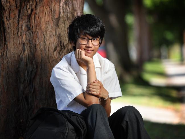 The Glen Eira College student Benjamin Phikhohpoom who was abducted and assaulted last year is returning to school in 2024. Benjamin still has scares on his hands from the assault.                     Picture: David Caird