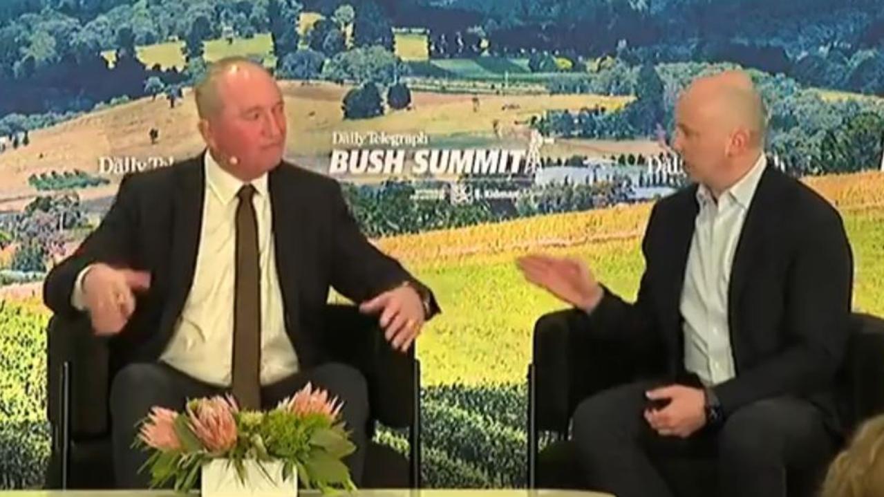 Mr Joyce and Mr Kean clashed at multiple points during the panel at the Daily Telegraph’s Bush Summit. Picture: Sky News