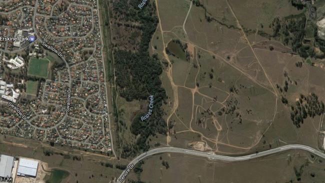 An aerial of the trail bike hotspot that adjoins Erskine Park and Minchinbury. Picture: Google Maps