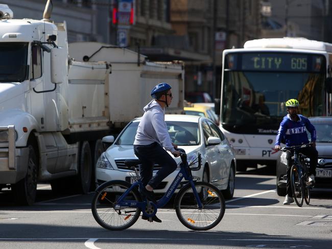 Drivers face a blanket-ban from entering bike lanes in Victoria. Photo: Brendan Francis.