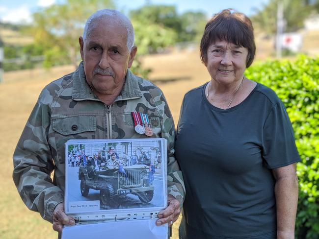 PAYING RESPECTS: John and Sue Gregor were not about to let Anzac Day pass them by. Photo: Ebony Graveur