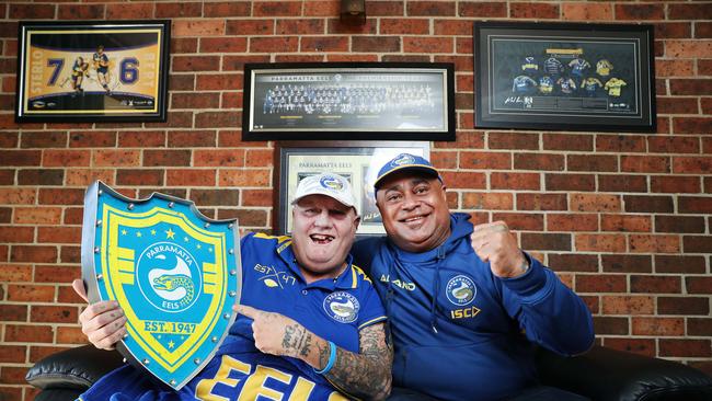 Dave Bell who lives on the Central Coast is a Parramatta Eels fan and will be going to the game on Friday night. He will be taken by Maika Sivo's uncle, Saki Veitogavi who is also his carer. Picture Rohan Kelly