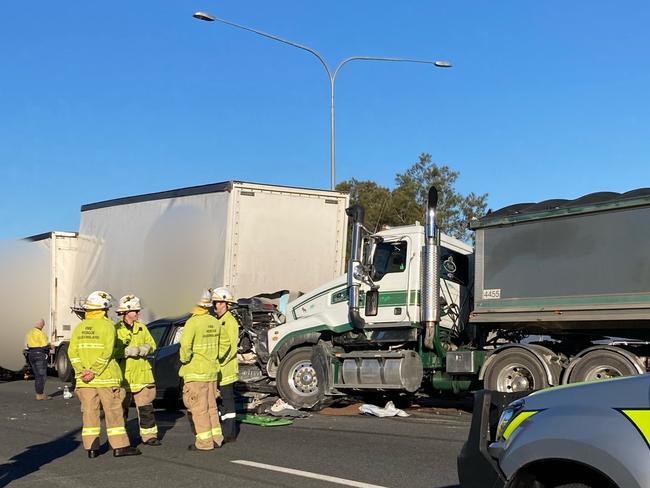 Man dies at scene of horror motorway truck smash