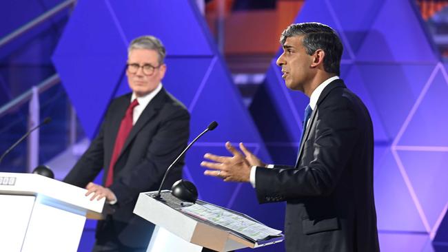 Rishi Sunak and Keir Starmer in front of the studio audience in Nottingham.