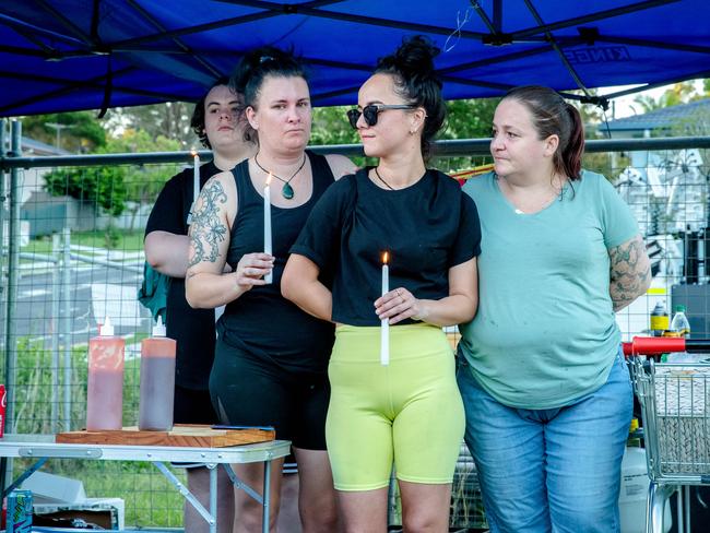 Miranda Griffin, Staci McCullough and Kelly Woololacott at the vigil. Picture: Richard Walker