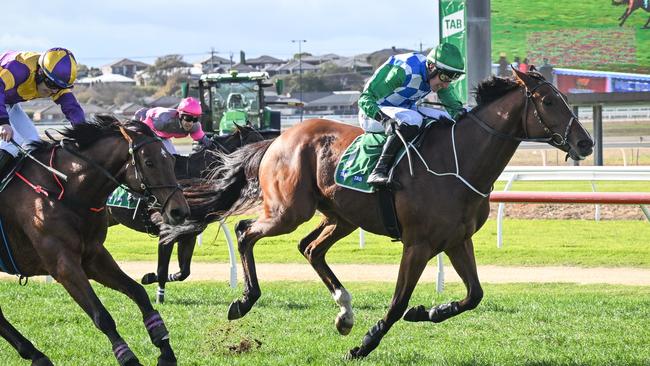 Stern Idol holds off Instigator in the Brierly Steeplechase. Picture: Reg Ryan/Racing Photos via Getty Images