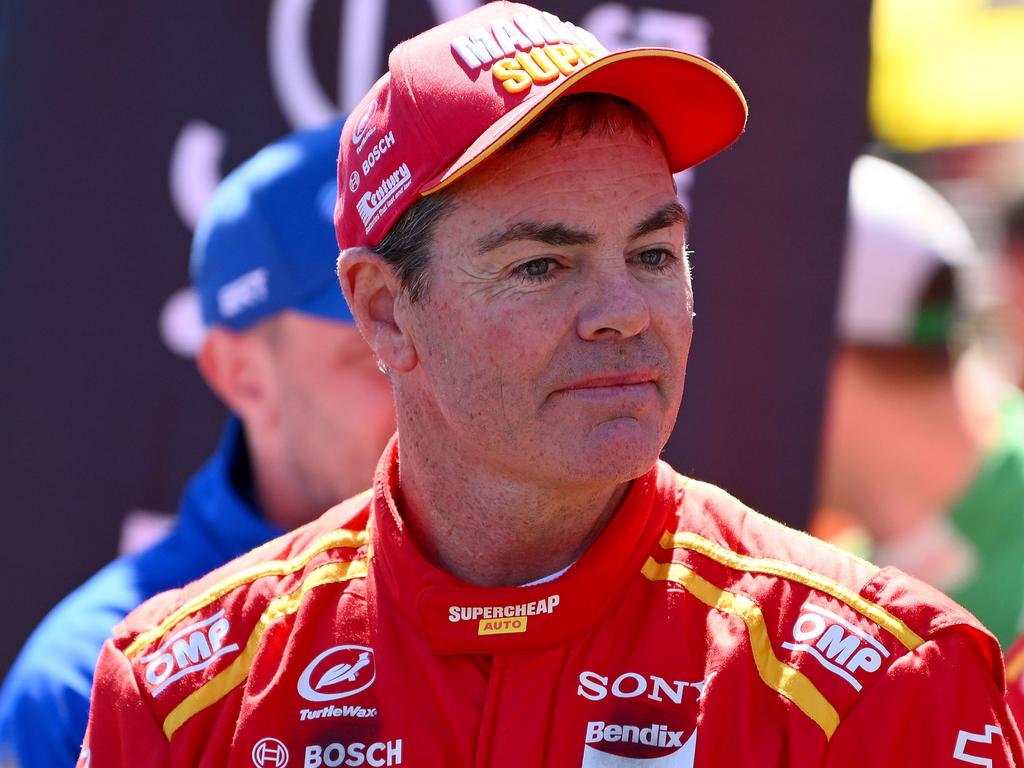 BATHURST, AUSTRALIA - OCTOBER 08: Craig Lowndes, driver of the Triple Eight Race Engineering Chevrolet Camaro looks on ahead of the Bathurst 1000, part of the 2023 Supercars Championship Series at Mount Panorama on October 08, 2023 in Bathurst, Australia. (Photo by Morgan Hancock/Getty Images)